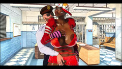 Denis animation: Pervers polis och stora bröst ebenholts flicka