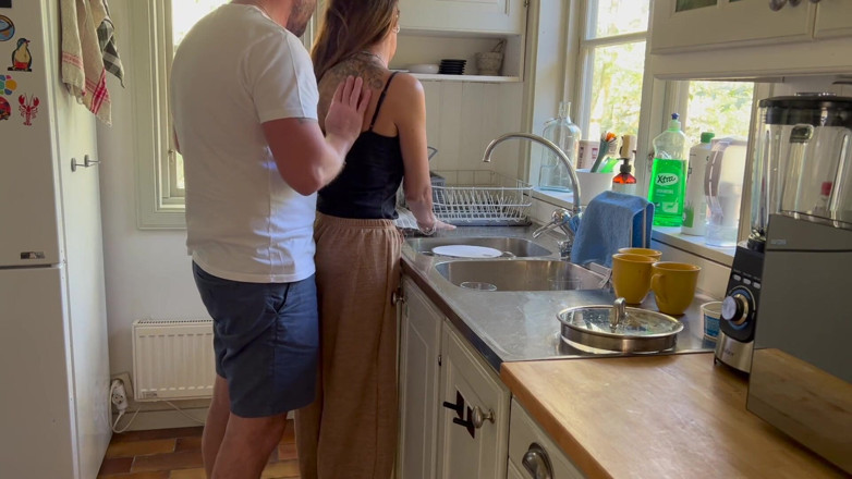 LoveAndRopes: Husband Gets Horny Watching Hot MILF Wife Doing the Dishes,...