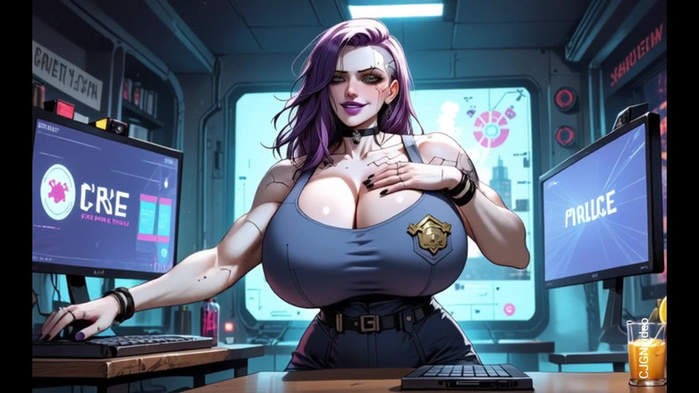 Hot girl dancing: Cyberpunk kız ofiste soyunuyor (ai animasyon)