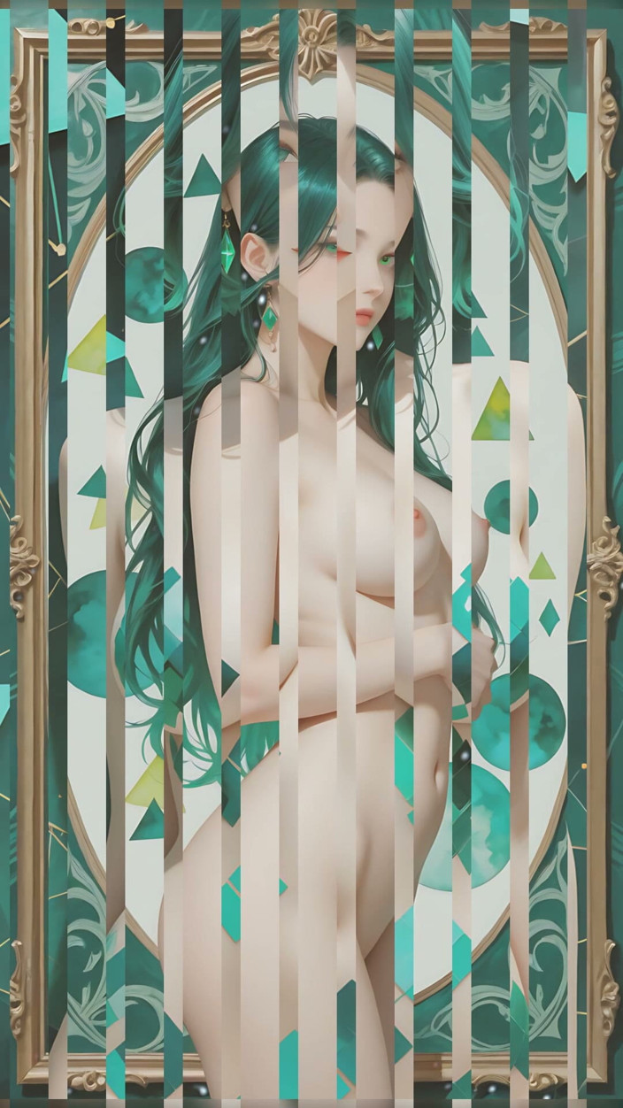 LustRender: Silhueta nua em Emerald Geometry