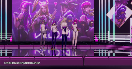3D-Hentai Games: Girls Day - Quelque chose strip-tease Ahri, Akali, Evelynn, Kaisa danse érotique...