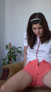 Sexy Teen Has Full Bladder and She Is Desperate to Pee so She Empty Her Bladder in Her Short Pants