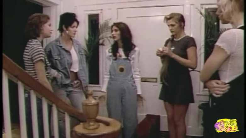 Naughty Lesbian Girls: Four Girls Have a Lesbian Party Where They Play with...