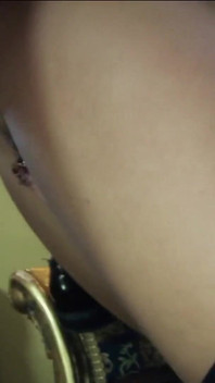 Brunette MILF masturbates her pussy while jumping on cock