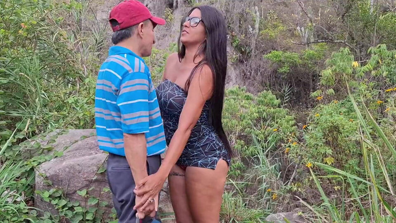 Lady: Perverted Old Man Fucks His Busty Stepdaughter in the Jungle...