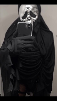Stroking This Thick Black Cock in Full Scream Cosplay
