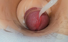 Creme sperm: Kamera tief in enge muschi fängt riesige sperma-explosion ein