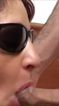 Big ass pigtail brunette sprayed in her mouth after sex