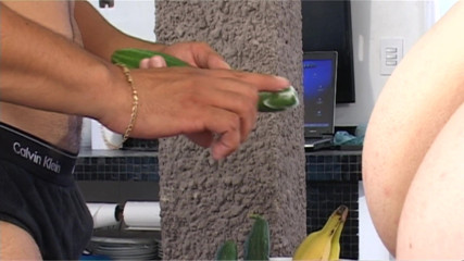 Xfucks: Mature femdom ass drilled with cucumber before cock riding and...