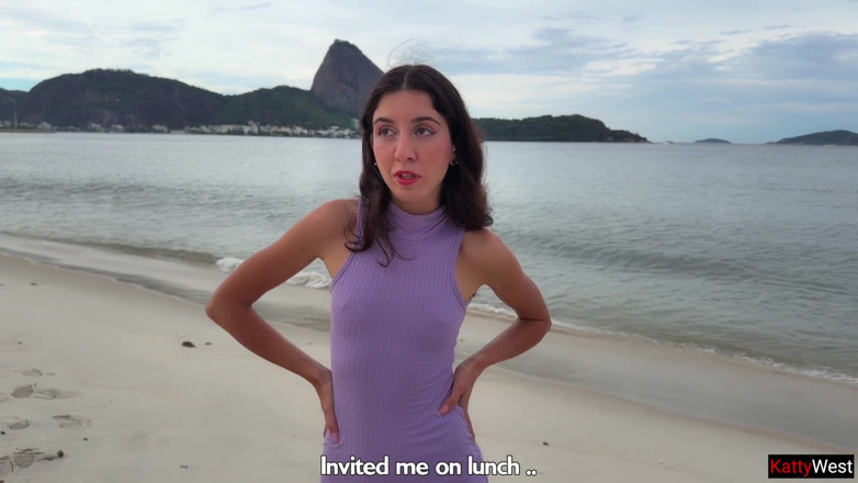 Katty West: Pickup - Skinny Brunette Agrees to a Hearty Lunch and Glorious...