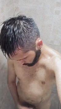 Jerking off my big uncut cock in the shower  I need a nice mouth to fill with my hot cum