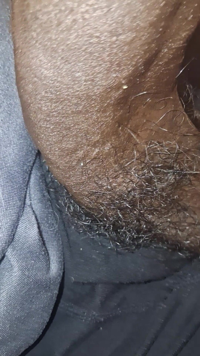 Chocolate Meat Stick: Stroking Big Black Uncut Dick Through Underwear