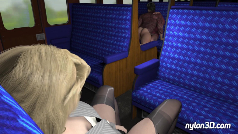 N3D animation: Treinrit met geile blondine