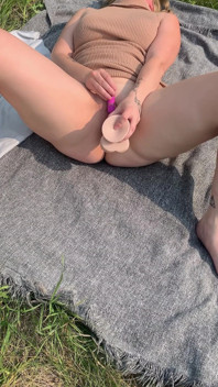 Blonde PAWG Fucks Her Self Outside