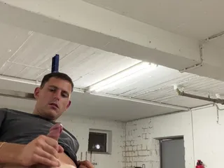 Handsome German Boy Jerks off in the Storage Room at Work Until He Cums