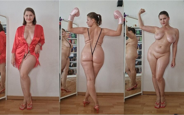 Tina Angel: Boxerská šampionka Roleplay - naolejované tělo, rukavice a škádlení