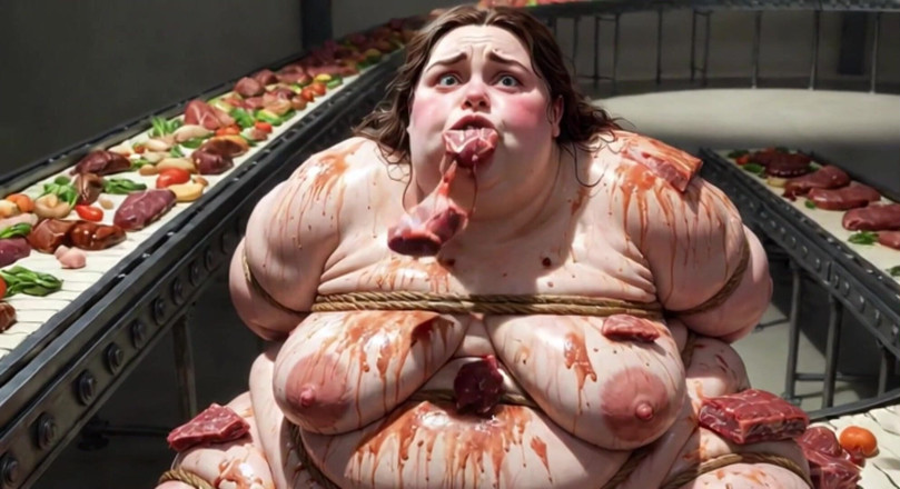 YOUR BEST FANTASY: Humiliated BBW Slave Tied and Stuffing Her Belly Deep