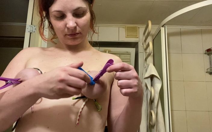 Elena studio: Tits BDSM Orgasm - Wax Play, Clothespins, Bondage, Wet Pussy Closeup -...