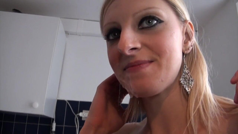 Nude in France: Slutty French blonde serves up pussy in the kitchen