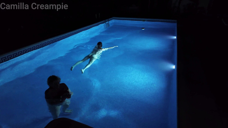 Camilla Creampie: Night Time Fucking and Creampie in the Pool
