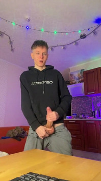 Skinny Boy Making a Huge Mess with His Thick Dick
