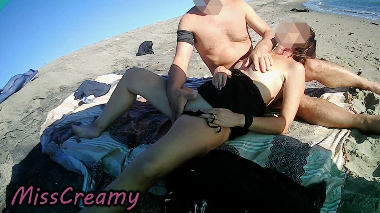 Miss Creamy: Exhibitionist Wife MILF Teacher Risky Public Beach Fingering Wet Pussy...