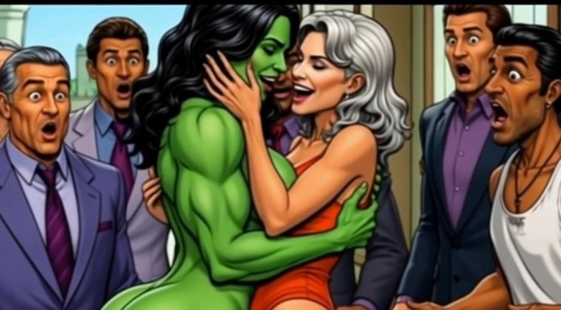 Octopussy Lovers Club: Sletterige She-hulk Openbare Naaktheid. Tekenfilm