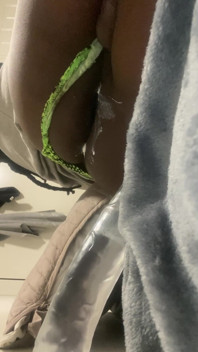 Black Solo Anal Sliding Green Jockmail Thong to the Side