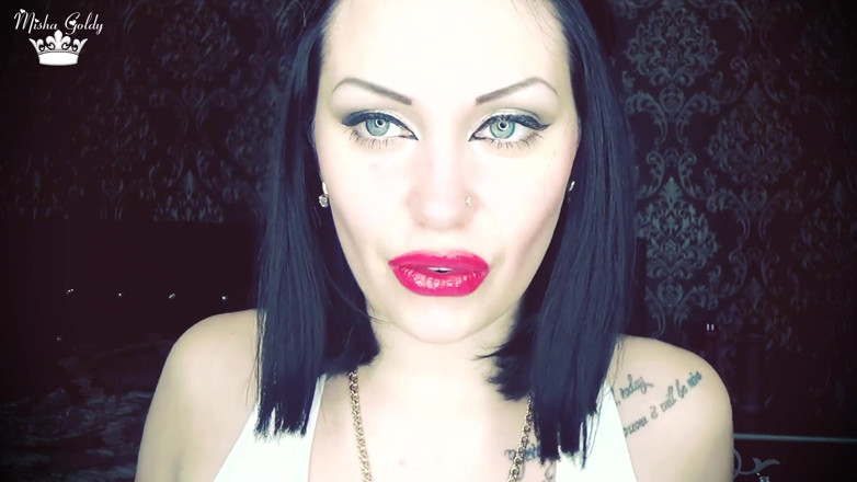 Goddess Misha Goldy: I miei baci rossi ti fanno venire sulla mia faccia...