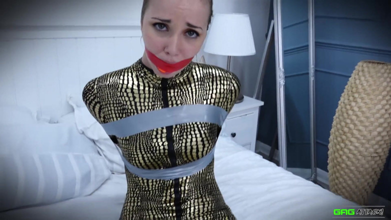 Gag Attack: Lil Missy catburglar tape bondage