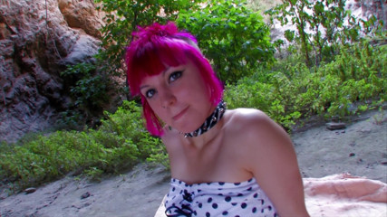 CBD Media: Dyed hair emo British young slut sucks cock and gets...