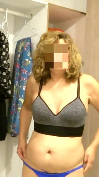 My Stepmother Undresses and Pees Before Putting on Her Bikini to Go to the Beach.