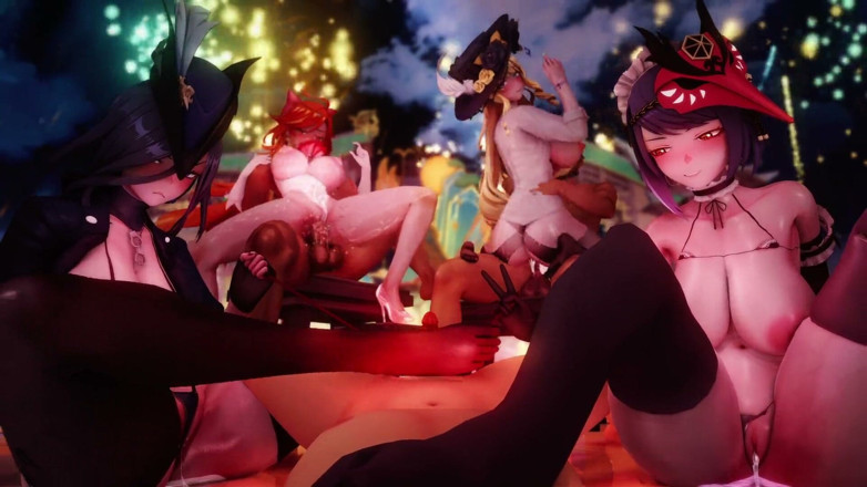 NSFWOtaku: Impact Genshin - Cel mai bun sex în grup Cu ritul Lantern -...