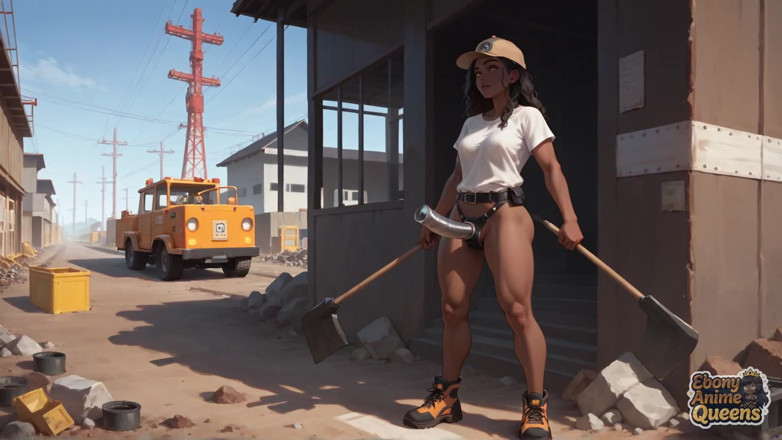 Ebony Anime Queens: 쾌락 버튼 헤어 액세서리가 있는 매혹적인 흑인 여신은 햇살이 내리쬐는 어두운 색의 XXX 플릭을 입고 지글지글 지글지글 젖어 있습니다.