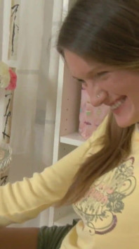 Beautiful brunette teen gets cum all over her face