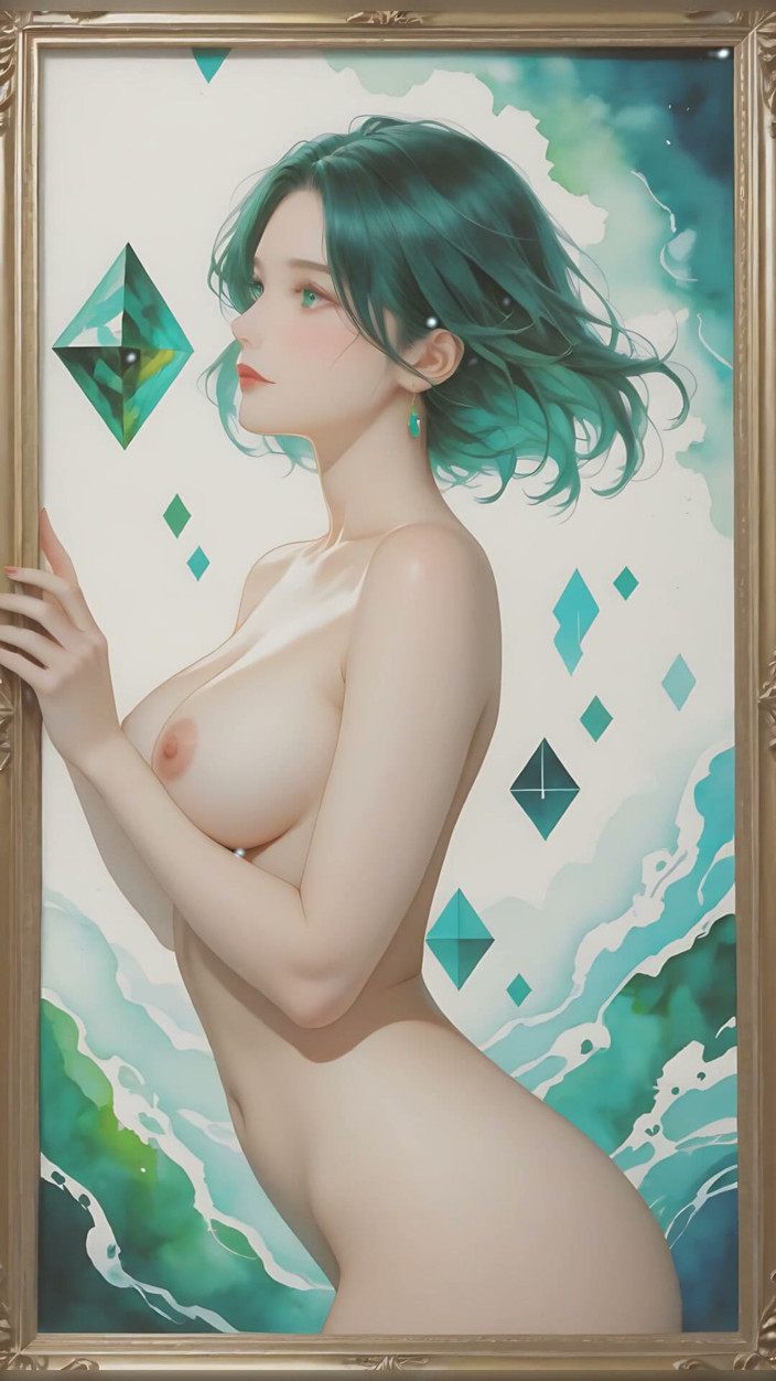 LustRender: Silhueta nua em Emerald Geometry