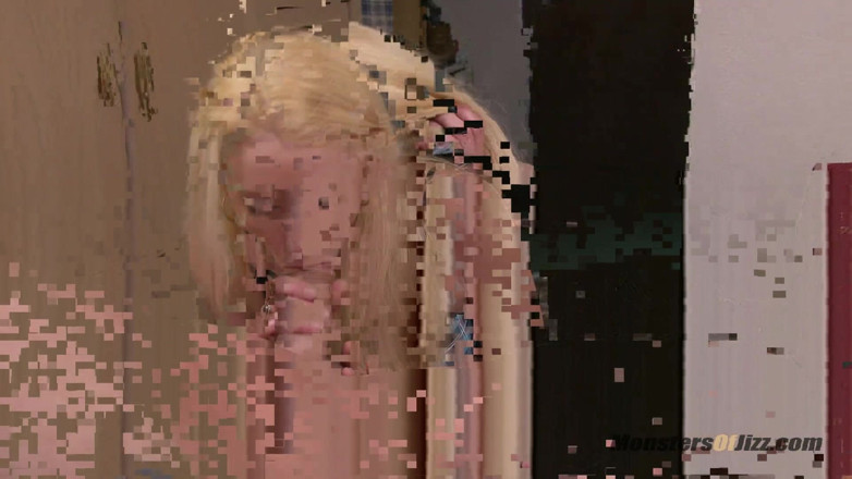 Monsters Of Jizz: Blonde cocksucker gets big cumshot