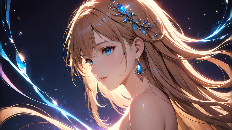 LustRender: Kebahagiaan yang tenang: wanita muda yang cantik dengan cahaya ajaib