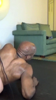 Blonde muscled woman is so dominant over the black guy