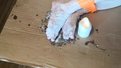 Bouncy Tits Action: Hot candle wax on my feet part 2