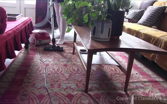 Claudia Kink: Vacuuming in White Pantihose