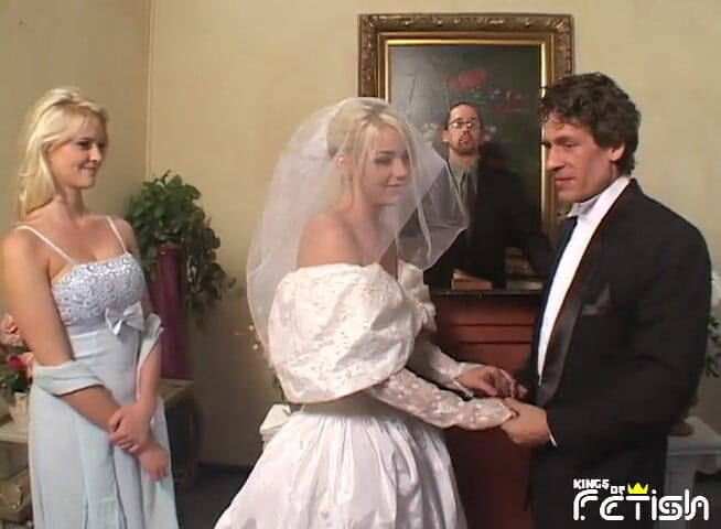 Big Tits for You: Pretty bride gets rough fucked by two masked guys in...