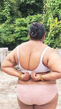 Chubby Girl in White Skirts and Pink to Getting Completely Naked and Walking Nude Outdoor