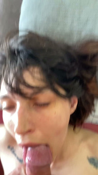 Sitting on Top of My Chest, He Fucks My Mouth Wildly and Sloppy