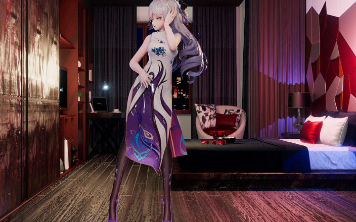 MikuMotion: Big Duck - nummer 9 Keqing in einem Cheongsam, schwarze strümpfe, High...