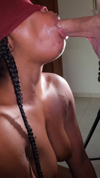 Ebony Swallows My Cumshot in Slow Motion