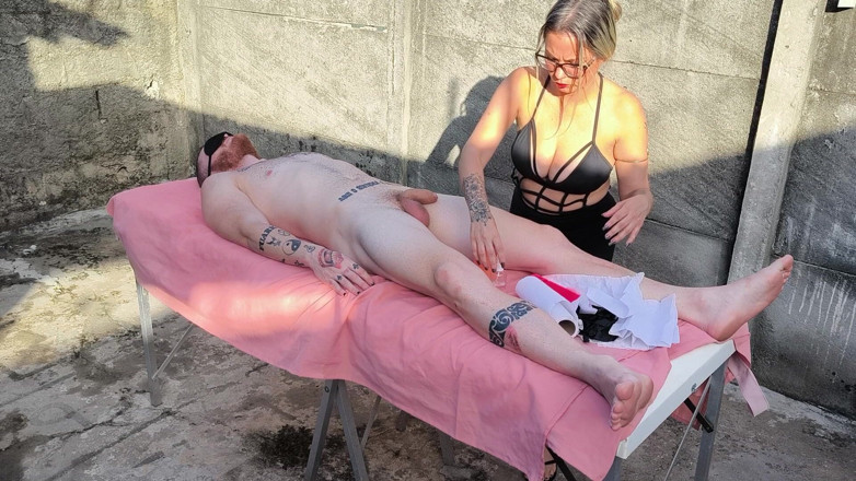 Carmona's films: Nude Massage Outdoors with Hot Blonde