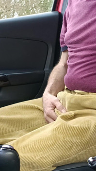 Quick Cum Wearing Cords Parked at Public Cruising Layby