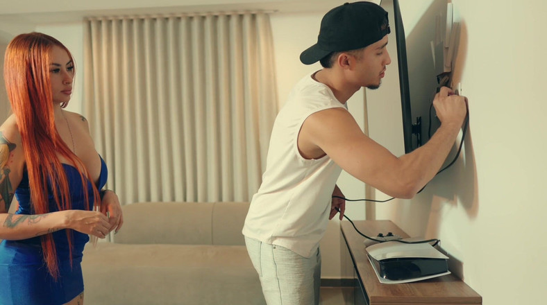 MilanRodriguez: Latina Redhead Calls Technician for Vaginal Maintenance