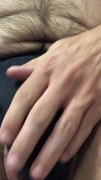 Playing with athletic cup & cock JO